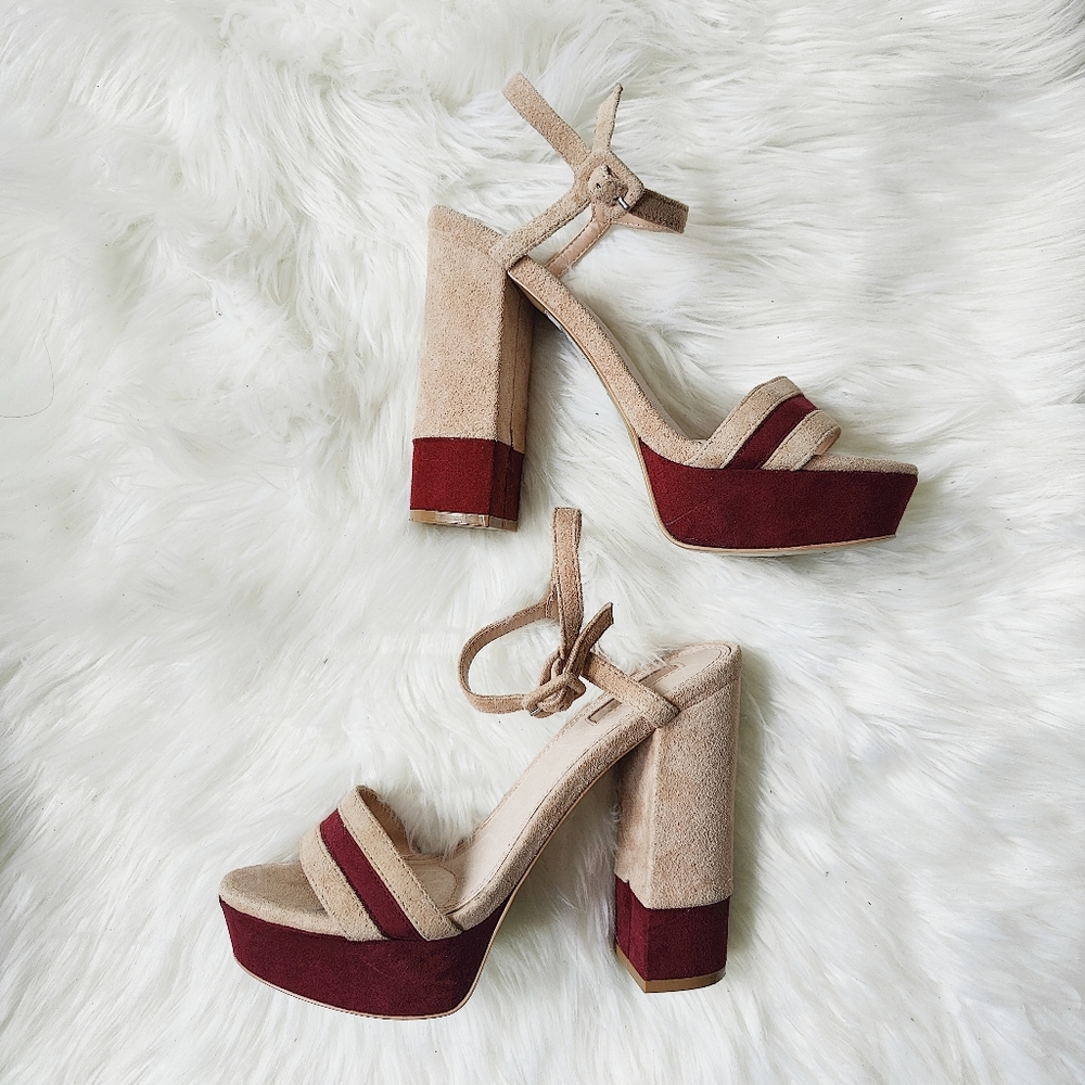 Topshop color block Platform Ankle strap Heels. 8.5.
